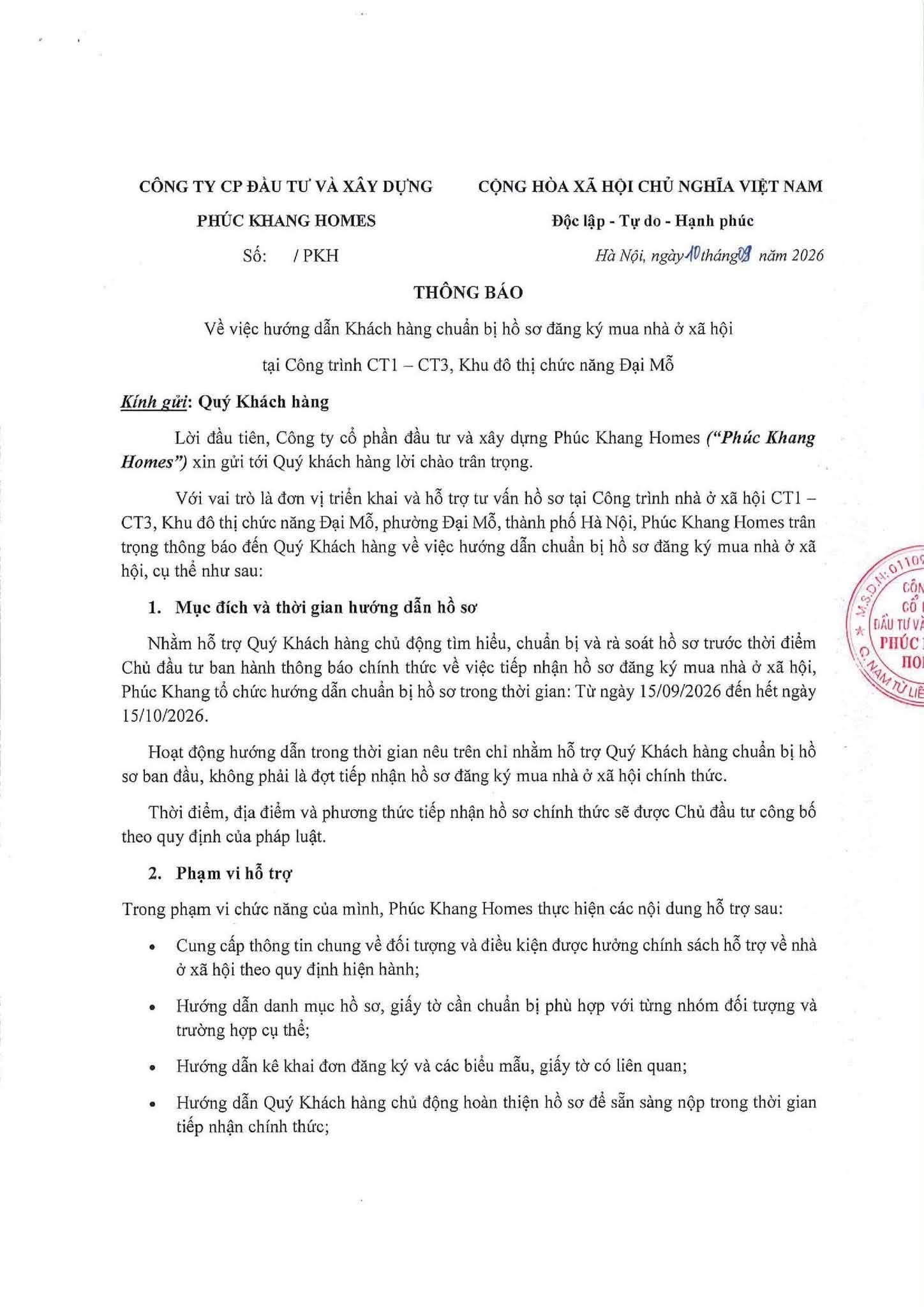 GREEN TOWER ĐẠI MỖ phuc khang homes huong dan ho so nha o xa hoi phuc khang tower dai mo trang 1
